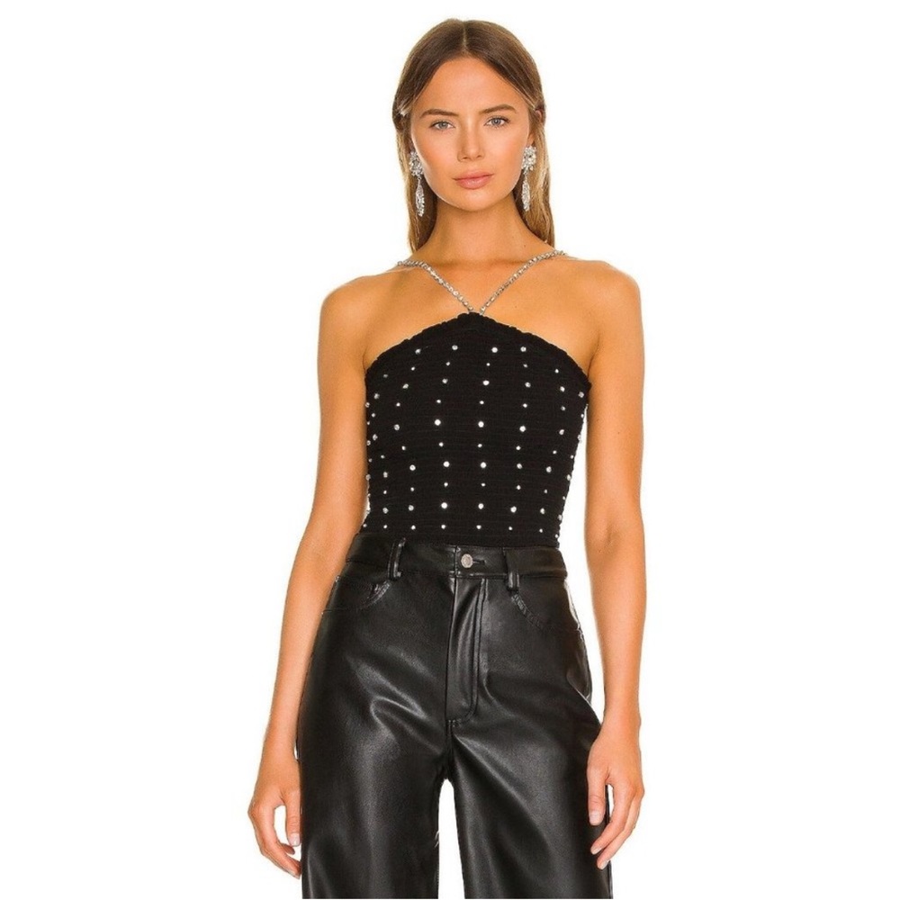Retrofete Talitha Crystal Tank Top in Black